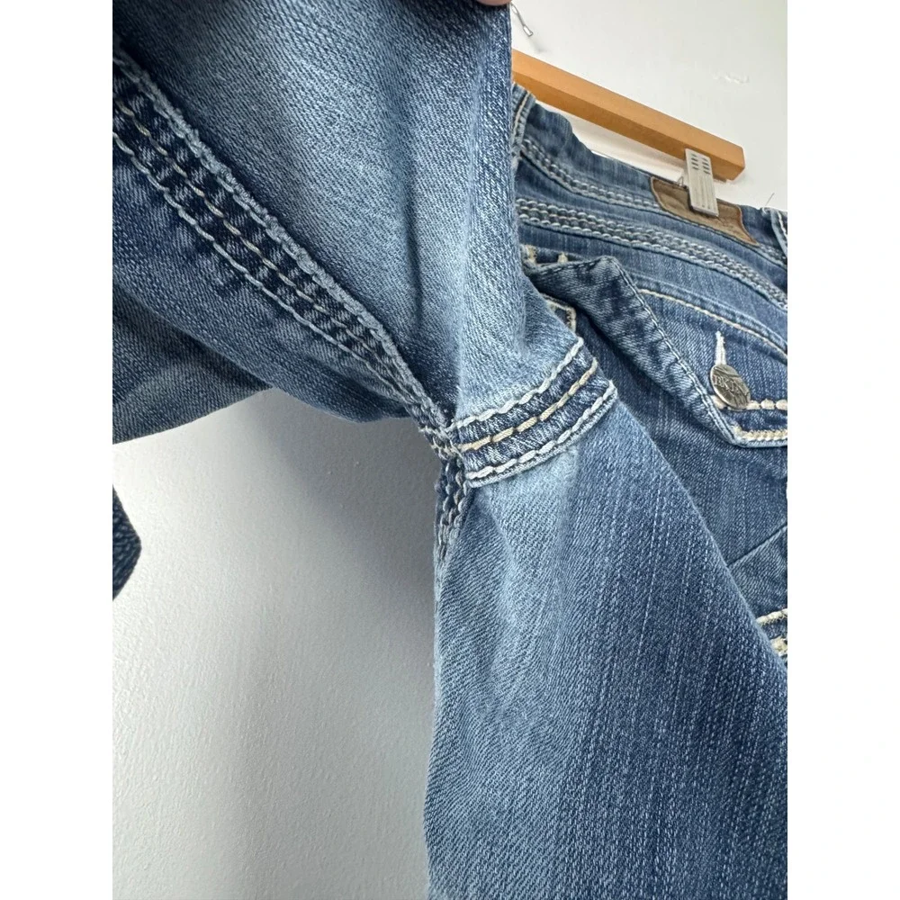 Western BKE Culture Womens 31L Bootcut Jeans Blue Thick‎ Stitch Flap Pocket